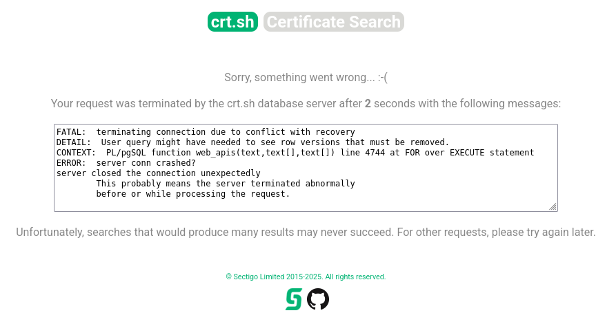 crt.sh 503 Error