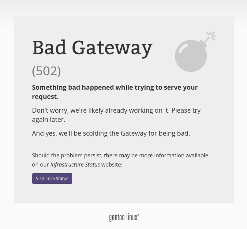 gitweb.gentoo.org 502 Error