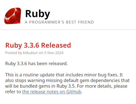 Релиз Ruby 3.3.6